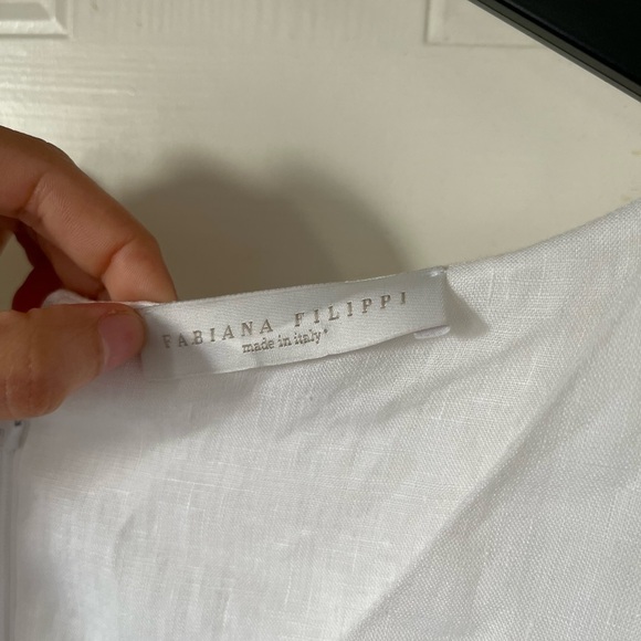 Fabiana Filippi linen dress with fringes size 14/L - Picture 7 of 16